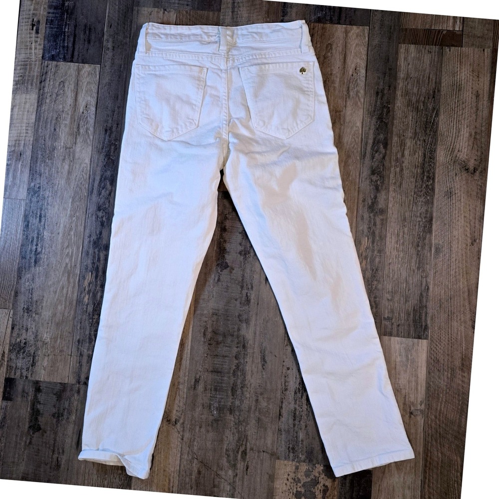 Kate Spade New York White Straight Leg Denim Jeans Size 27 /4 Gold Broome Street - Picture 2 of 14
